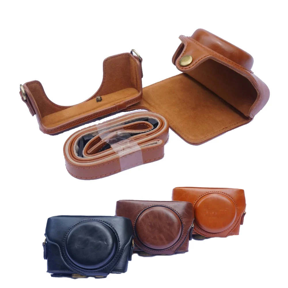 

New PU Leather Camera Case bag For Sony RX100 II III IV V RX100 VI camera Bag Cover with strap