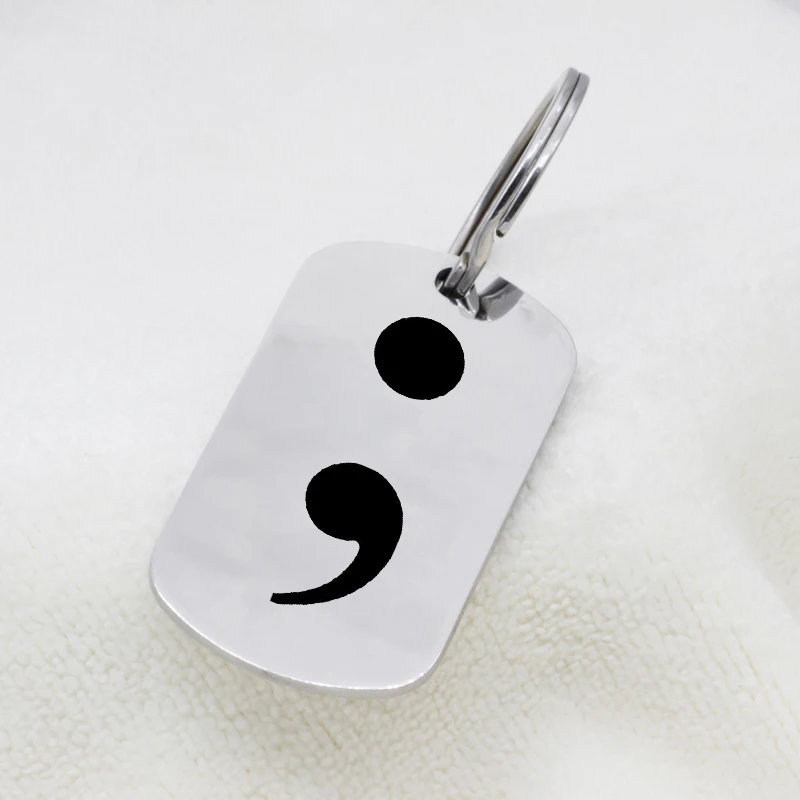 Semicolon Charm Necklace Keychain Prevent Suicide Awareness Women Stainless Steel Jewelry Dropship Accepted YP3926 | Украшения и