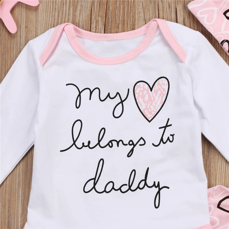 Pudcoco/Очаровательные боди с надписью my Heart bebe to daddy для маленьких девочек топы
