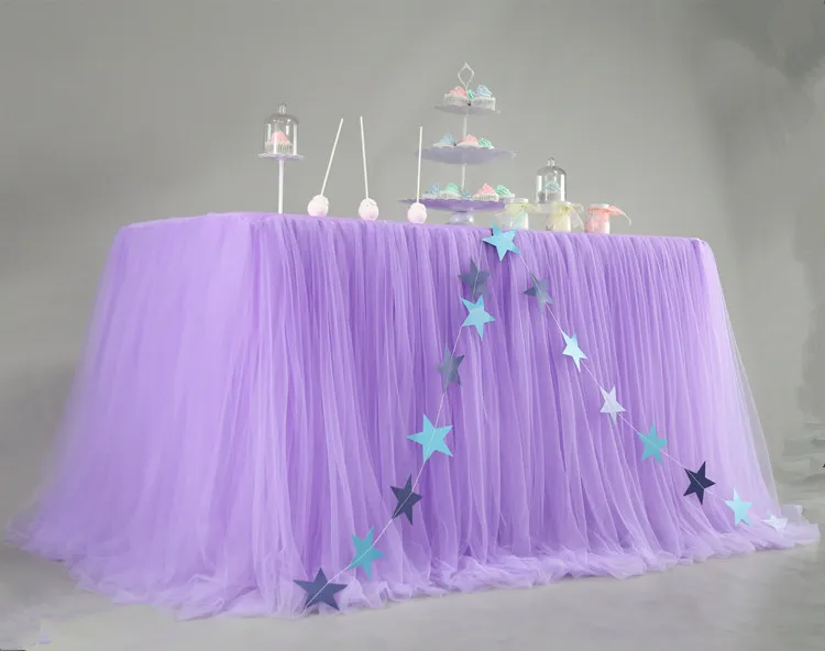 Light purple Тюлевая скатерть для стола на заказ, Свадебная вечеринка, домашний декор, вечеринка на день рождения/Вечеринка для ребенка, шифоновая газовая вуаль для невесты - Цвет: Light purple