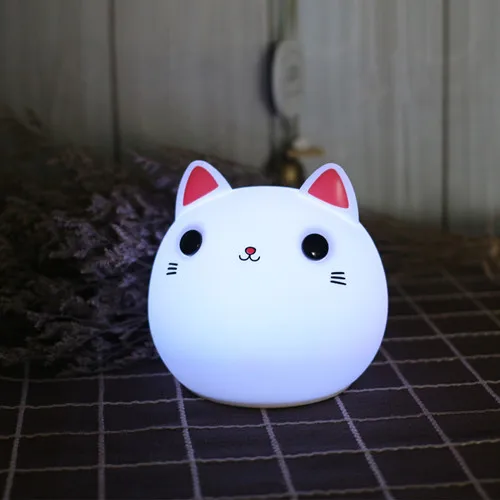 Cat На ощупь силиконовые светодиодный ночной Светильник USB Перезаряжаемые детские, для малышей подарок для детей с рисунками животных из мультфильмов прикроватная лампа Спальня Гостиная - Испускаемый цвет: Cat