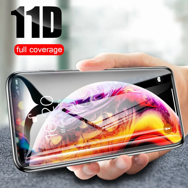 11D закругленные края защитное стекло на iPhone 7 8 6 S Plus закаленное для X XR XS XSMAX
