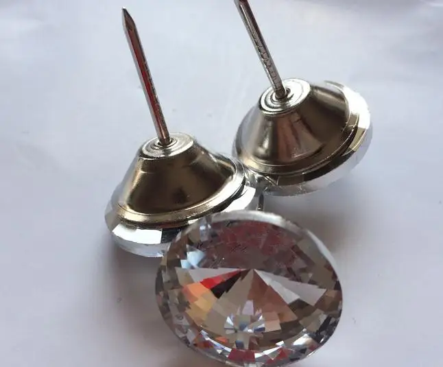 

1000pcs/lot 20mm Glass Crystal Buttons Upholstery Nail Stud Sofa Bed Headboard Decor Pointy Top Satellite Prong Button