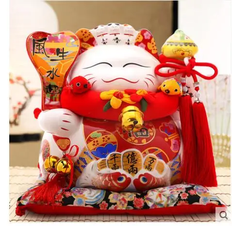 Копилка керамическая большого цветка супер большая копилка на удачу с кошкой