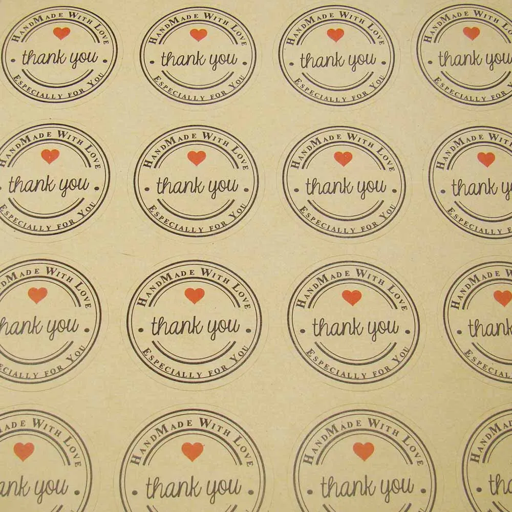 1200pcs DIY Scrapbooking Thank You Heart Kraft Sticker Cookie/Cake/Gift Labels Stickers Kitchen Sweets Party Seal | Украшения и