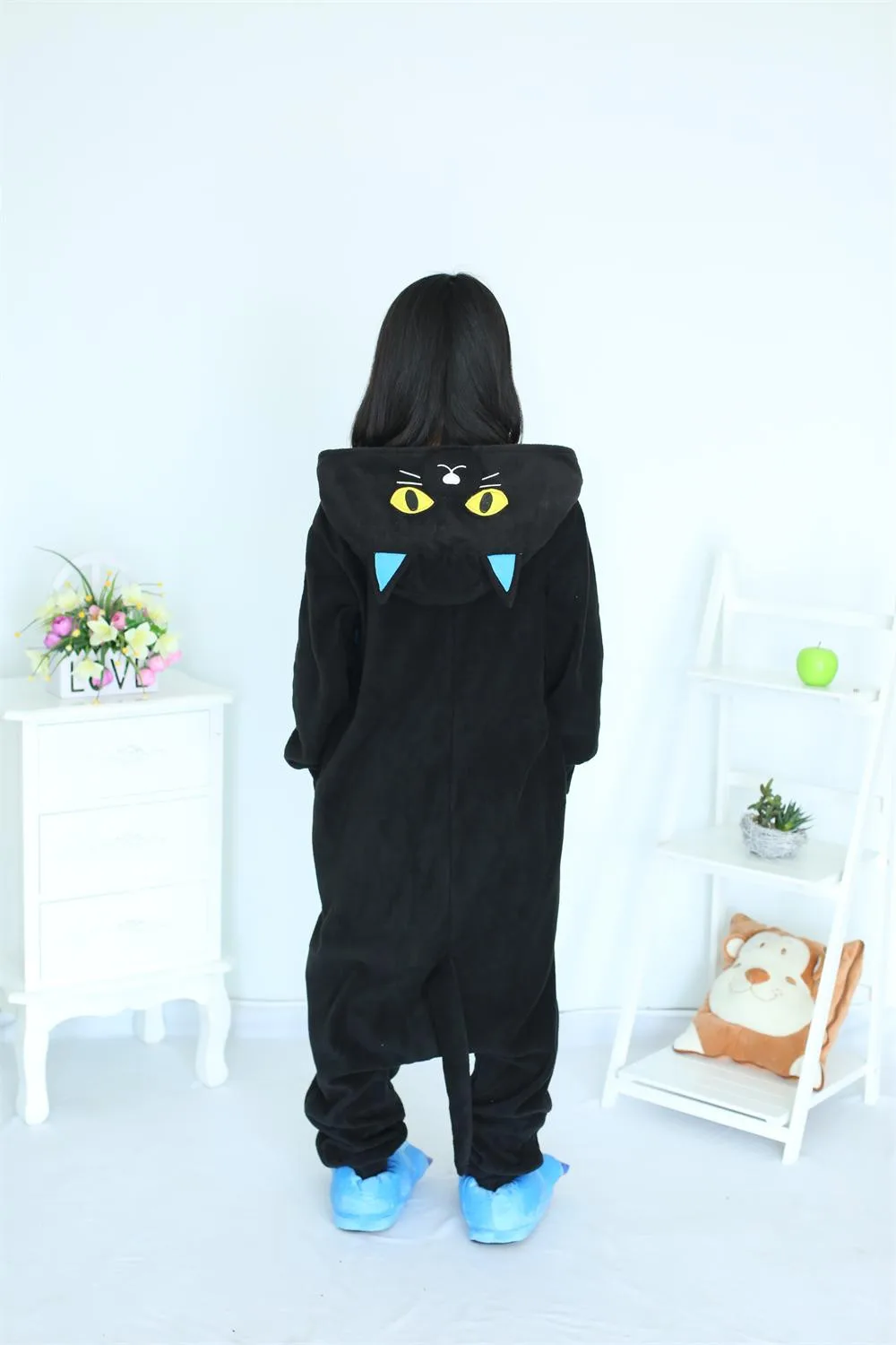 

Kigurumi Cosplay Costume Midnight Cat Onesies Unisex Adult Pajamas Costume Animal Sleepwear Costume halloween Jumpsuit