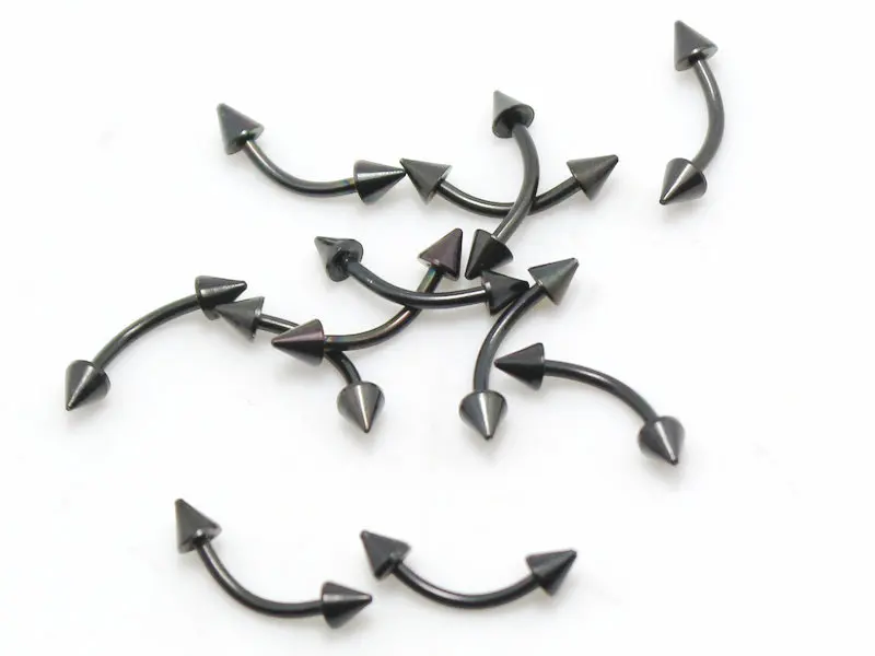 Изогнутое Кольцо для пирсинга бровей черные украшения тела с острие из