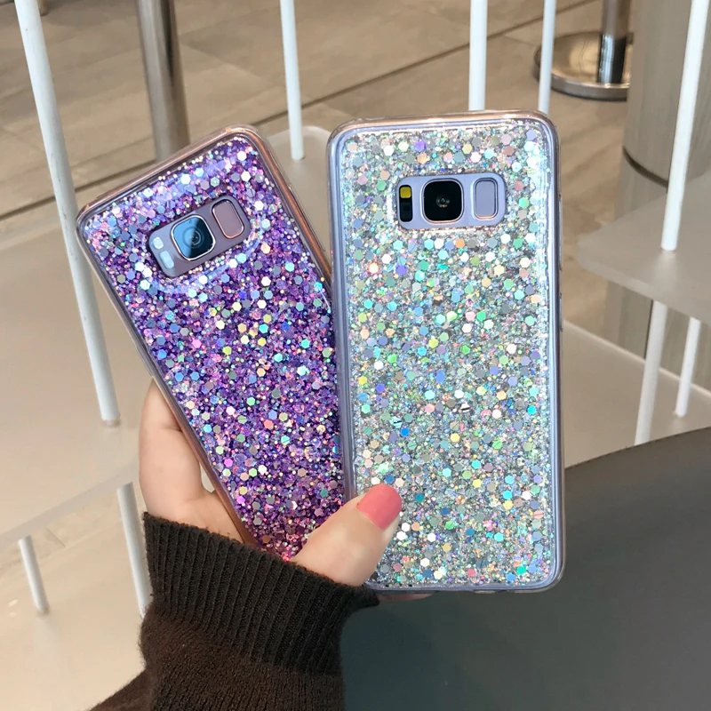 Для samsung Galaxy S10E S10 S9 S8 плюс S7 края блеск Хрустальные Блестки мягкий чехол для A3 A5 A7