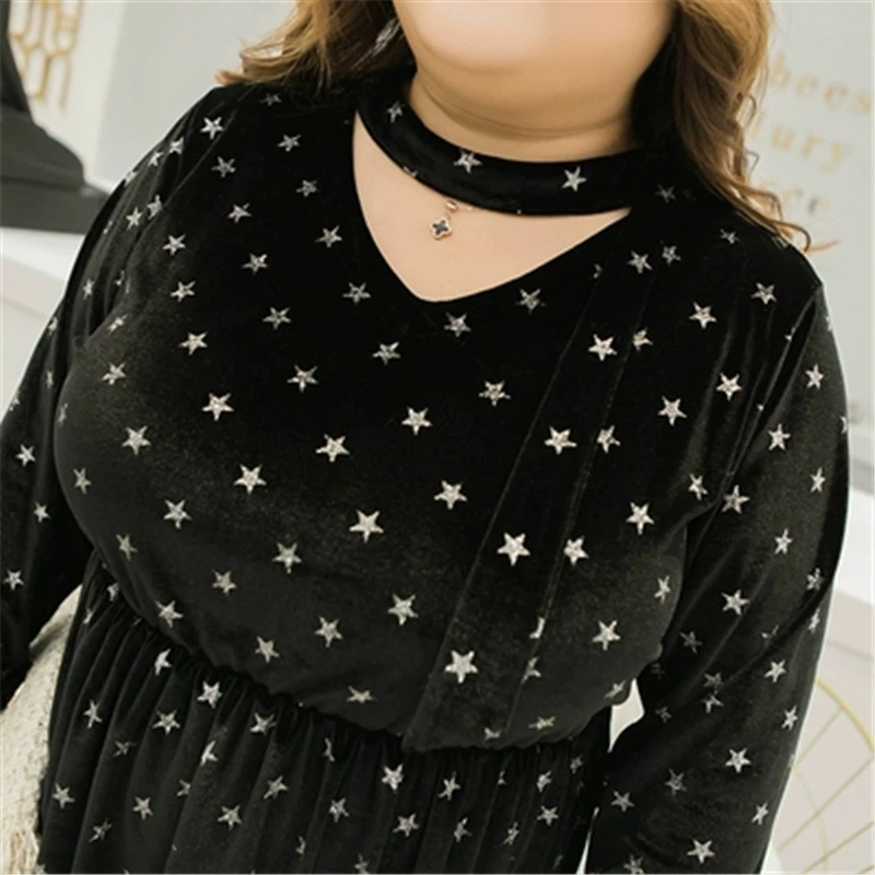 3XL 9XL женское платье большого размера с длинным рукавом весенне летнее