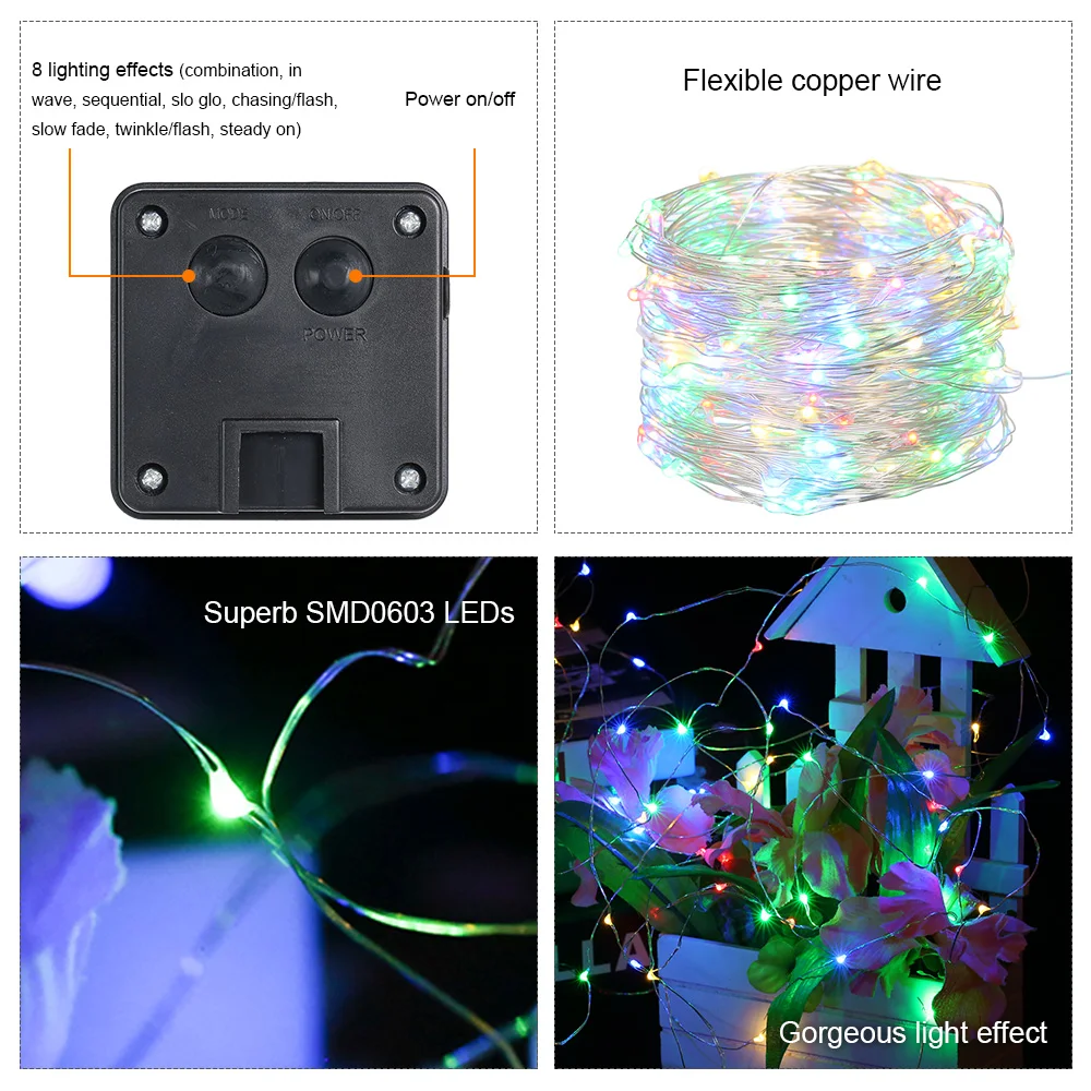 

20/50/100/150/200LED Solar Light Waterproof Fairy Garland Lights String Outdoor Holiday Christmas Party Wedding Solar Lamp Decor