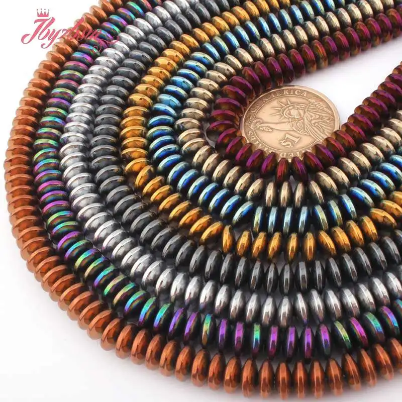 3x8mm Smooth Rondelle Shape Bead Hematite No Magnetic Natural Stone Beads For Necklace Bracelet Jewelry Making 15&quot Free Shipping |