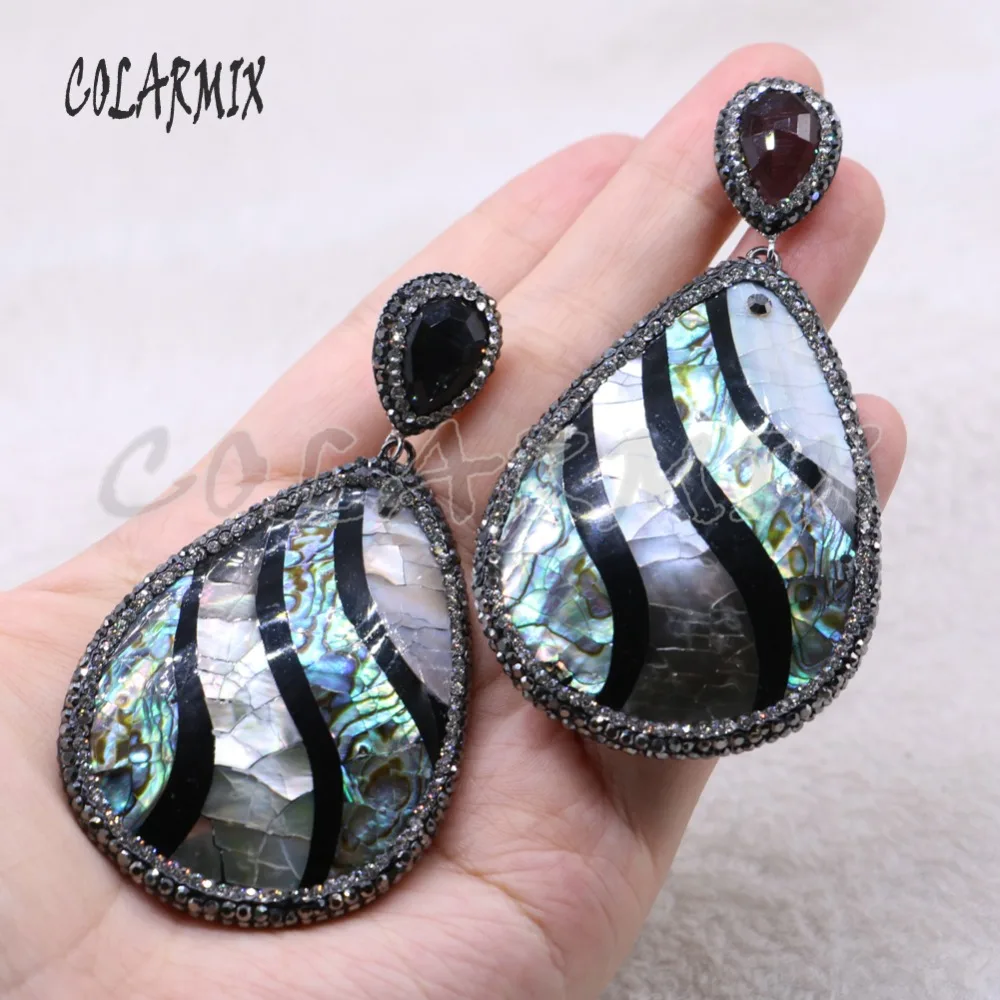 Natural shell stone drop shape earrings abalone fashion jewelry Big gift for lady3880 | Украшения и аксессуары