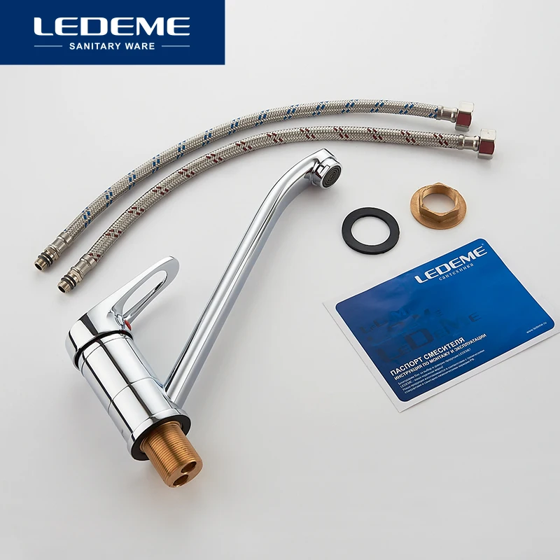 LEDEME Смеситель для кухни с гайкой латунь Цвет: хром L4913|kitchen faucet|water tapkitchen faucet handle |