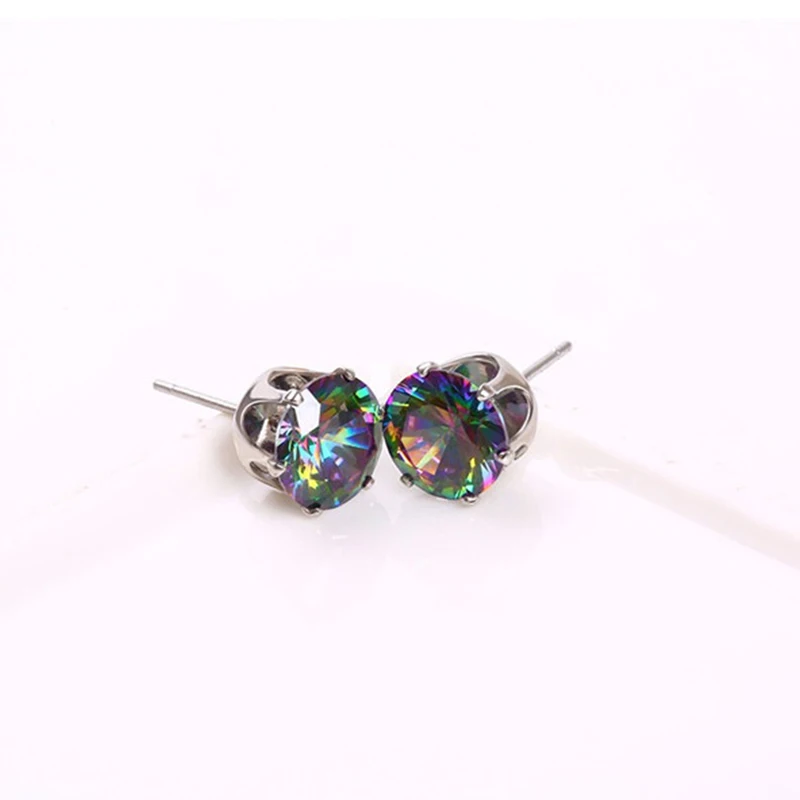 Женские серьги гвоздики с фианитом 8/10 мм|stud earrings|zircon stud earringsstud earrings for women |