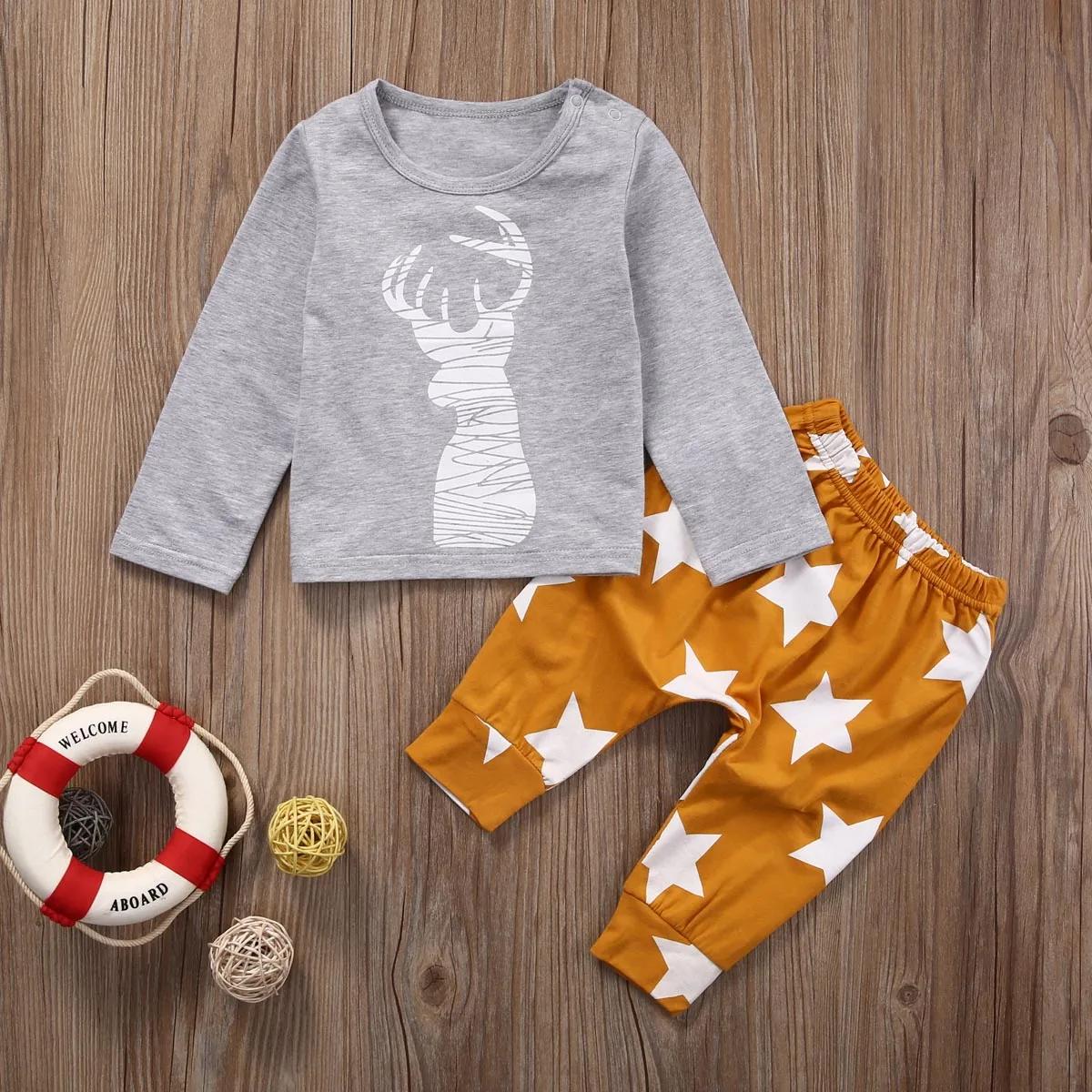 2 шт. Одежда для новорожденных футболка с оленем мальчиков и девочек топы + брюки