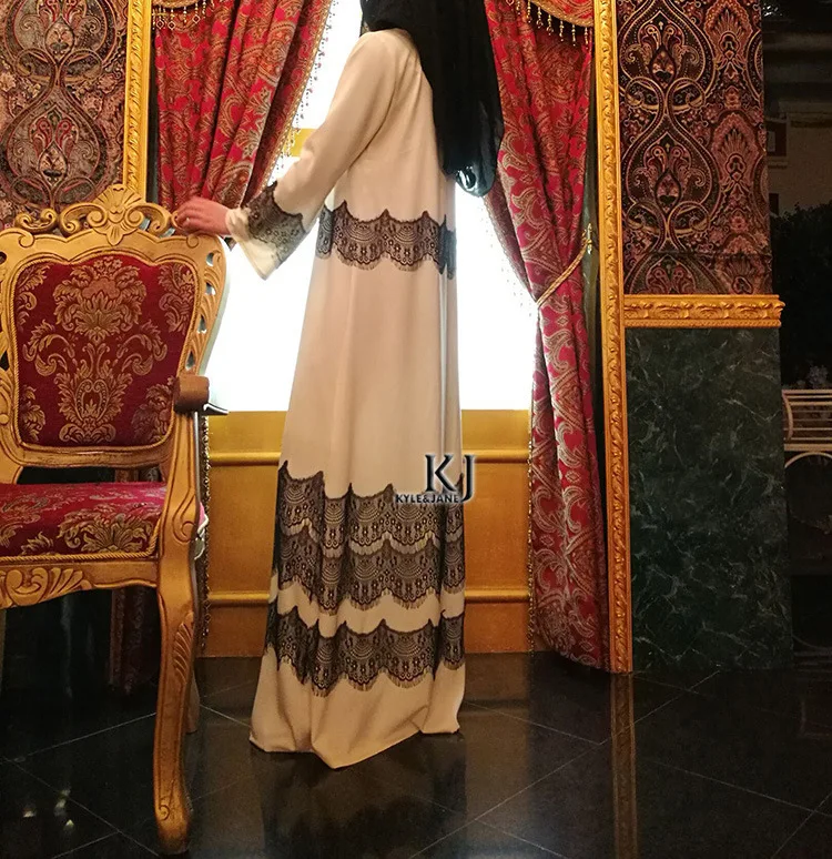 Рамадан качество Новый арабский абайя кафтан лоскутное кружево исламское модное