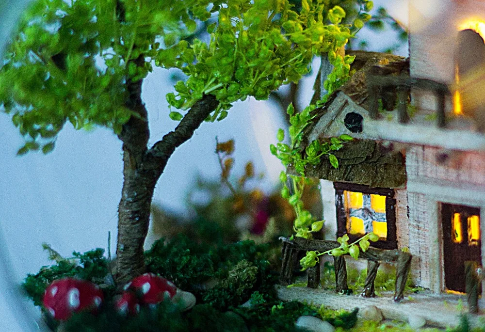 G016 Diy Кукольный дом miniatura стеклянный шар лесная вилла деревянный миниатюрный кукольный домик строительные наборы