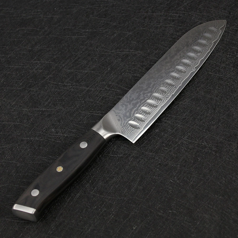 SUNNECKO 2PCS Damascus Kitchen Knives Set 7'' Santoku 5'' Utility Knife Japaness VG10 Core Steel G10 Handle Meat Cooking Tools |