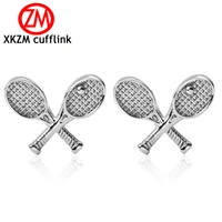 xkzm high quality men cuff links vintage mens wedding party gift classical tennis racket cufflinks engraved gold silvery