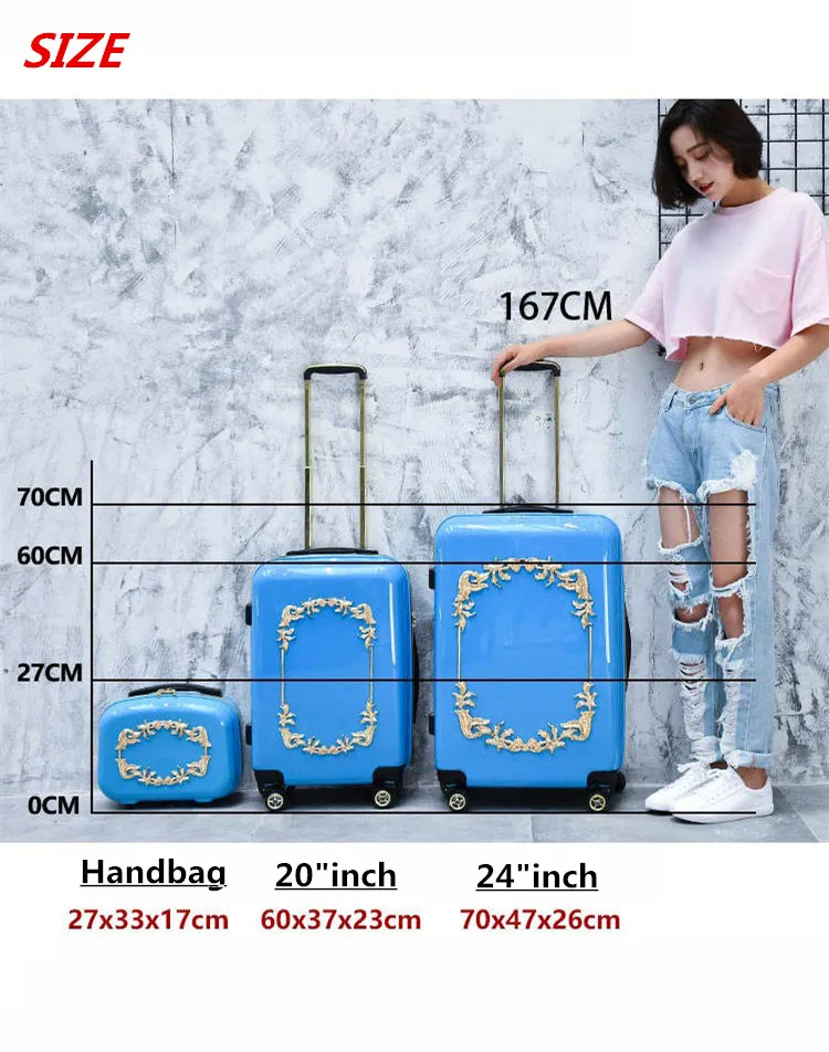 2" 24" дюймовый Женский чехол для чемодана с косметичкой PC чемодан на колесиках с усиленным корпусом с сумочкой чемодан на колесиках