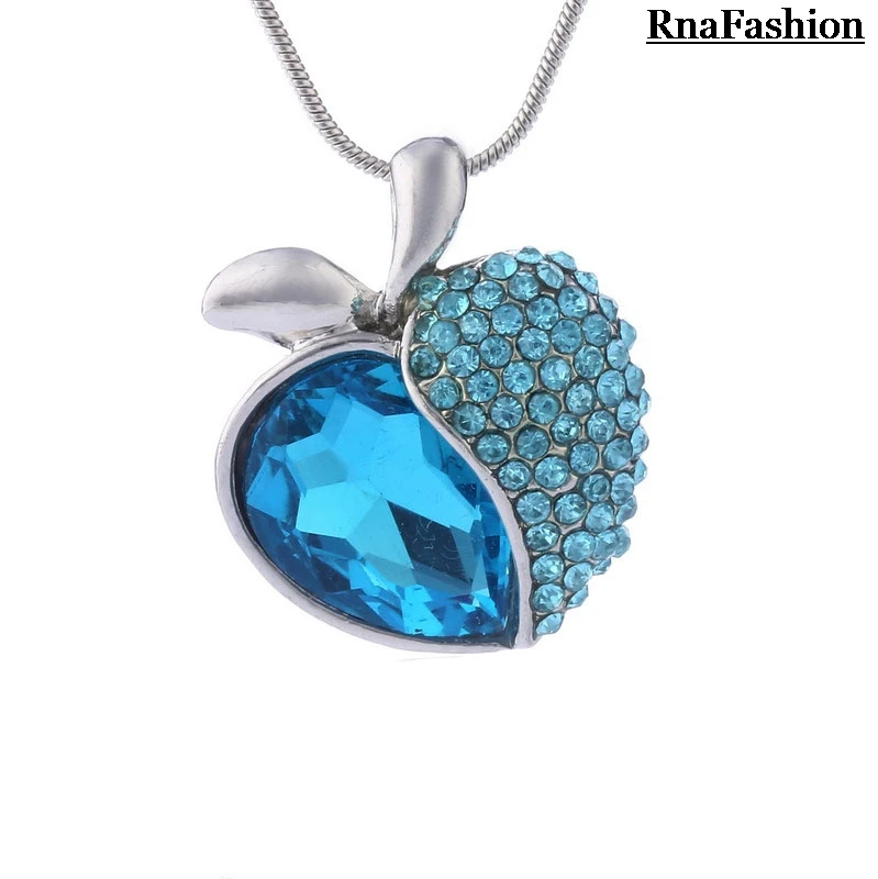 Женское ожерелье с подвеской в виде яблока Персиковое сердце посеребренное