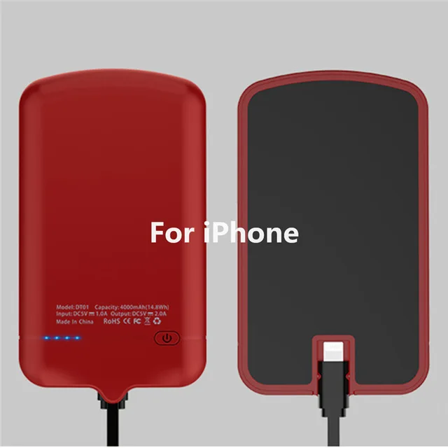 Red For iphone KQJYS портативное зарядное устройство корпус запасной Мобильный блок питания 4000 мАч для iPhone samsung просо huawei Корпус Зарядного устройства - Цвет: Red For iphone