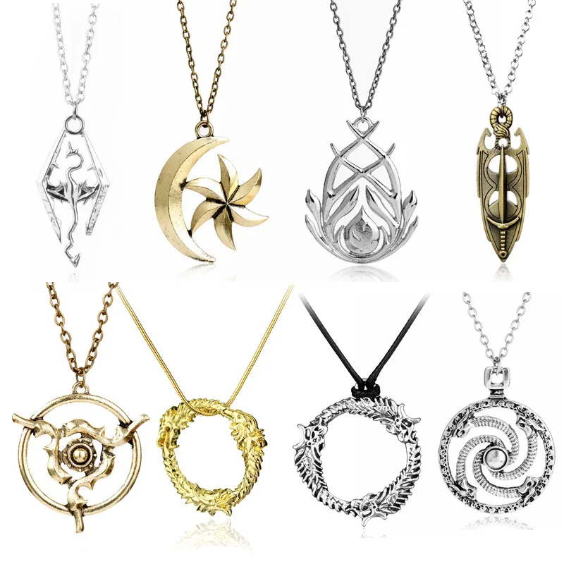 

Classic Games The Elder Scrolls Necklace Men Women Cosplay Jewelry Metal Pendant Necklaces collection Statement Necklace