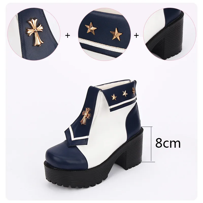 Japanese Shoes Super Cool Locomotive Punk Boots Cross Five-pointed Star Anime Navy Non-slip | Тематическая одежда и