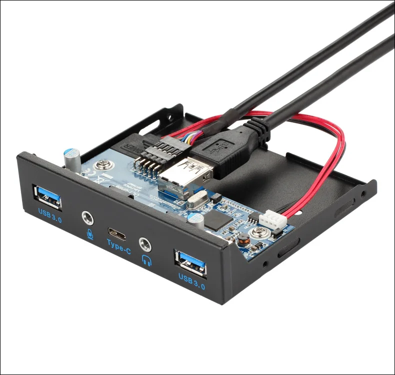 5 портов USB 3,1 USB 3,0 концентратор Spilitter HD аудио 3,5 мм TYPE-C порт передняя панель с адаптером питания для рабочего стола 3," флоппи-отсек