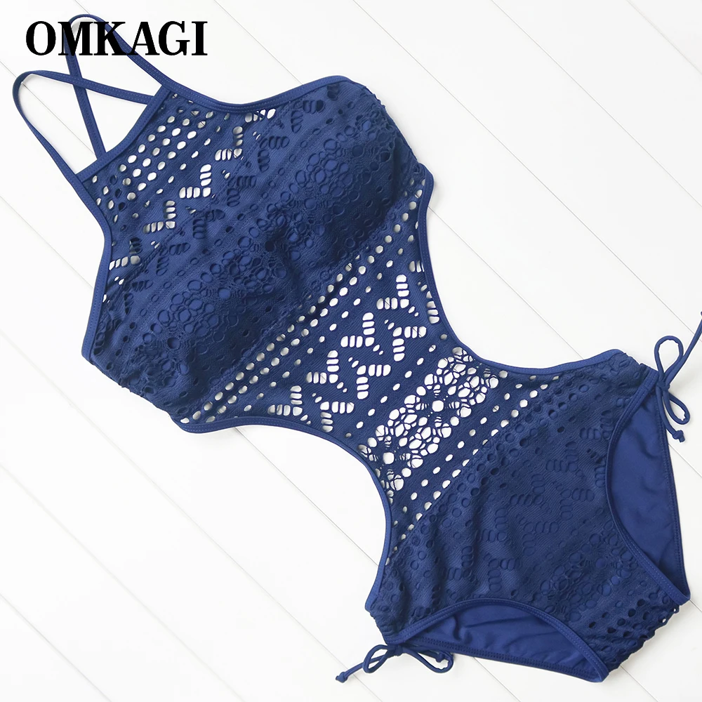 Бренд OMKAGI, кружевной Цельный купальник, женский сексуальный купальник, пуш-ап, с вырезами, купальный костюм, пляжная одежда, монокини