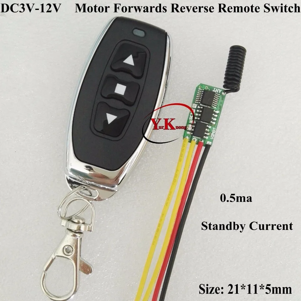 

Ultra Small motor remote switch 3.7v 4.5v 5v 6v 7.4v 9v 12v Mini Motor up down stop forwards reverse Micro Radio Switch 433 ASK
