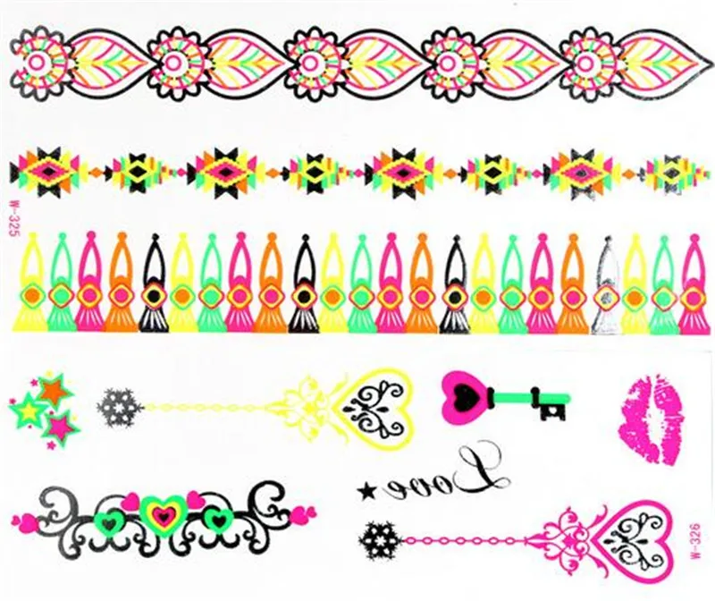 10 штук Временные татуировки Ханна черного и белого цветов с декоративной