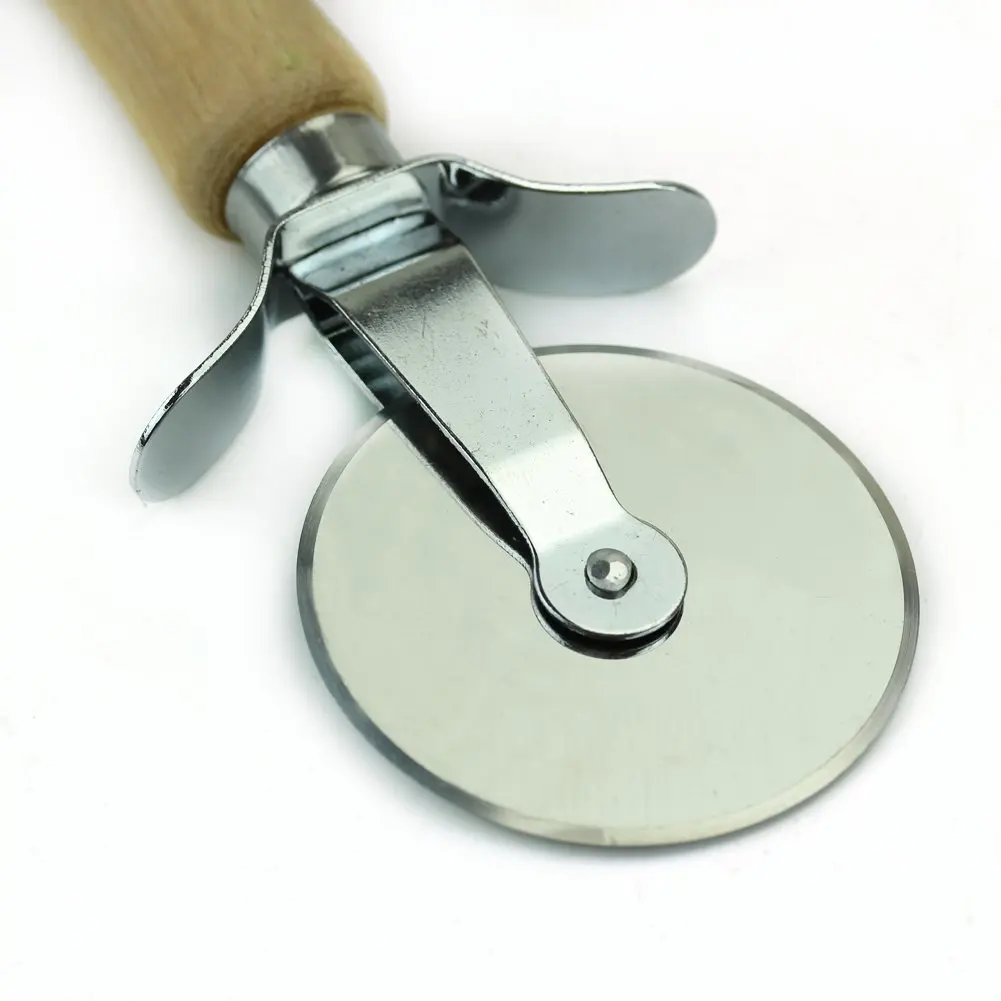Practical Stainless Steel Wood Handle Pizza Wheel Cutter Pastry Pasta Dough Crimper 2cm x 5.5cm 17cm | Дом и сад