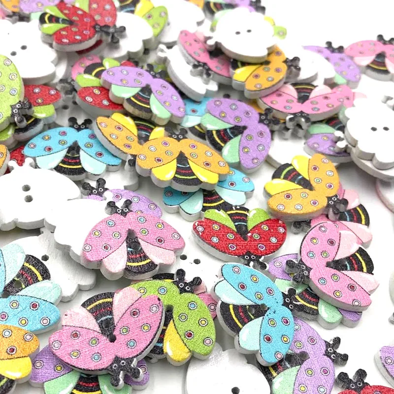 50pc Mixed Bees Wooden Buttons For Clothes Knitting Needles Crafts Sewing Scrapbooking DIY Fabric Needlework 21mm WB418 | Дом и сад