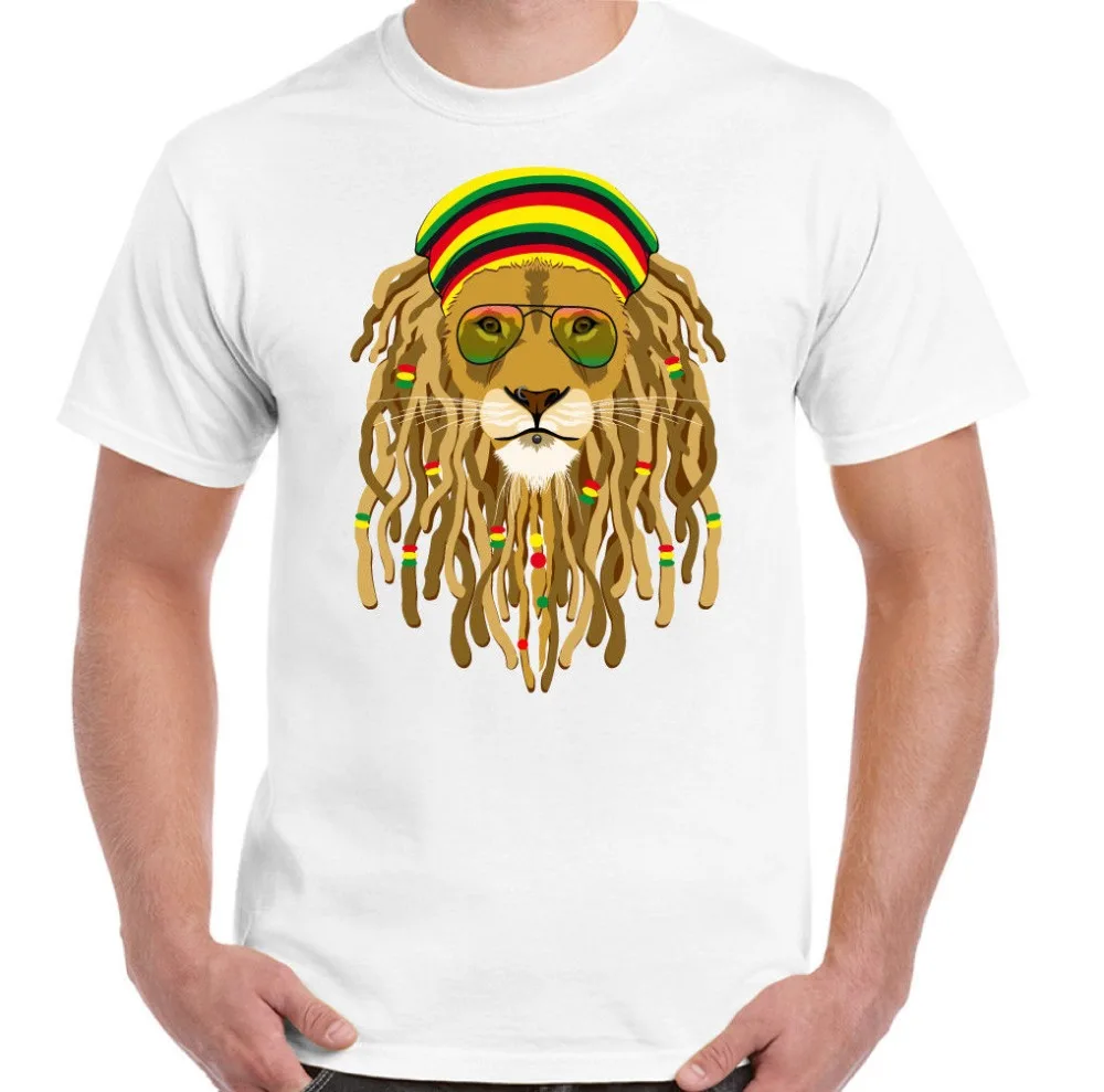 Пользовательские Дизайн футболки короткий рукав Для мужчин Dreadlock Лев с оттенками
