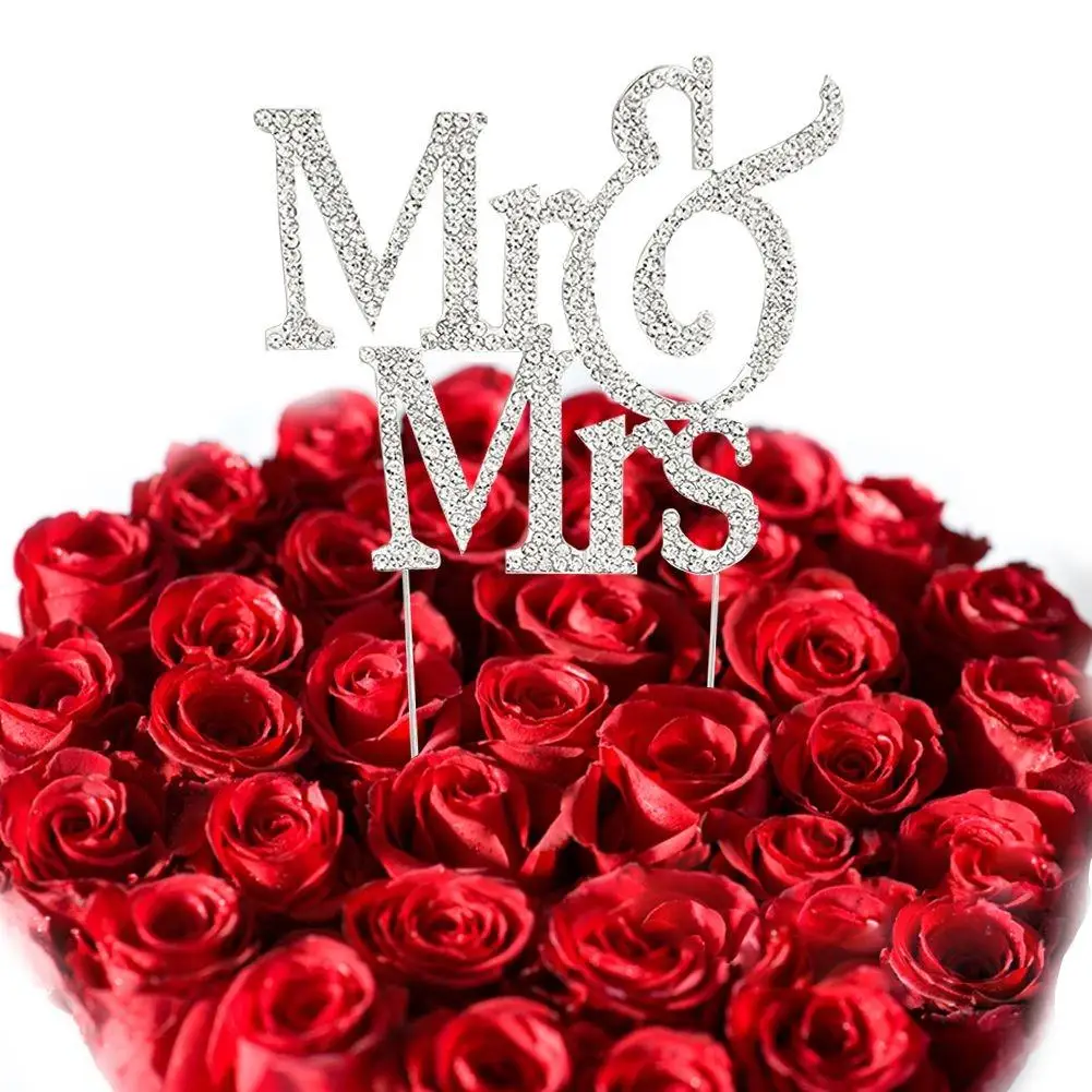 Adeeing mr. & Mrs Изысканная Свадебная вечеринка с серебряными кристаллами для