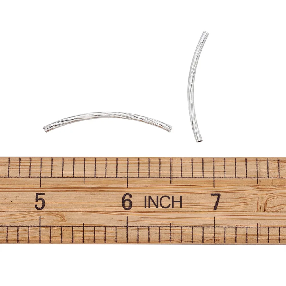 200 pcs Curved Brass Tube Beads Jewelry Findings Components For Making DIY about 2mm wide 35mm long hole: 1mm | Украшения и
