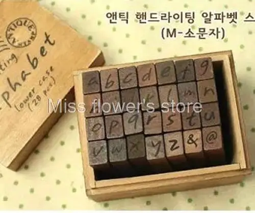 Деревянный алфавит в стиле ретро штамп 28 шт. наборе Курсив ручная работа штампы