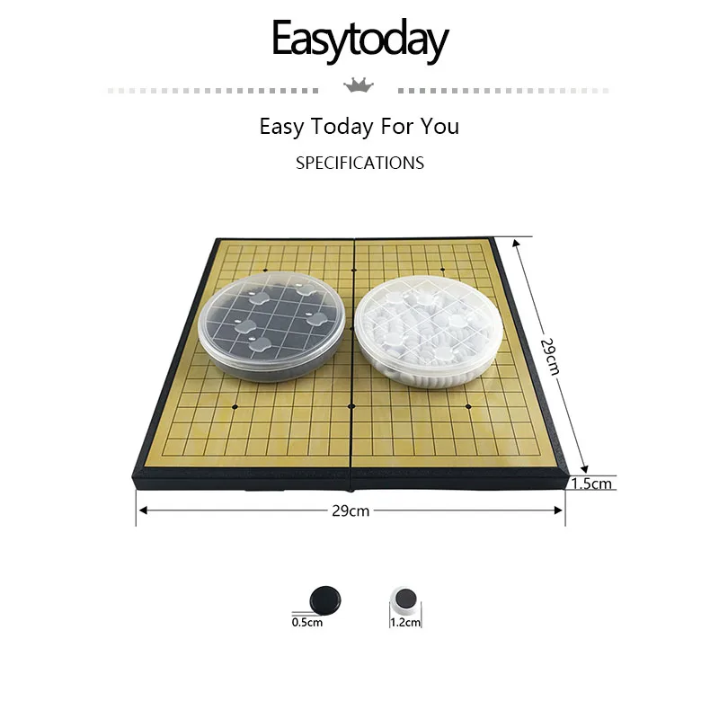 Easytoday Пластиковая Складная шахматная доска магнитная игра шахматы Gobang набор