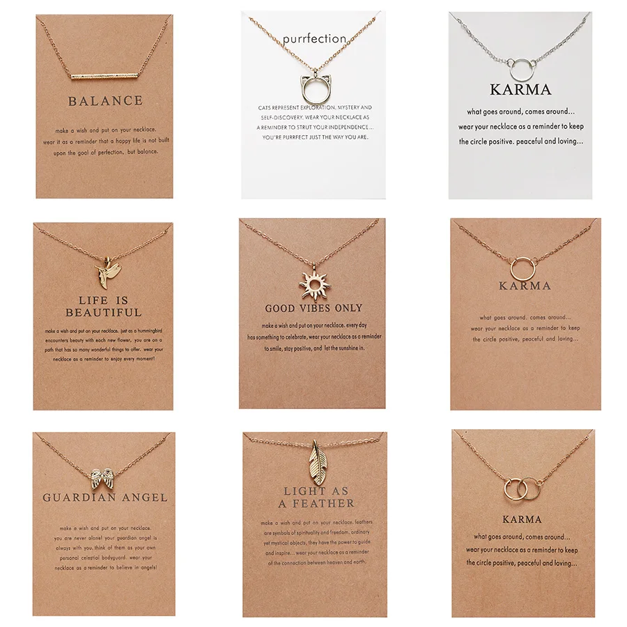 

10 Styles Fashion Jewelry Women Pendant Necklace Cat Ear Angel Wings Bird Animal Circle Geometric Charm Clavicle Chains Collar