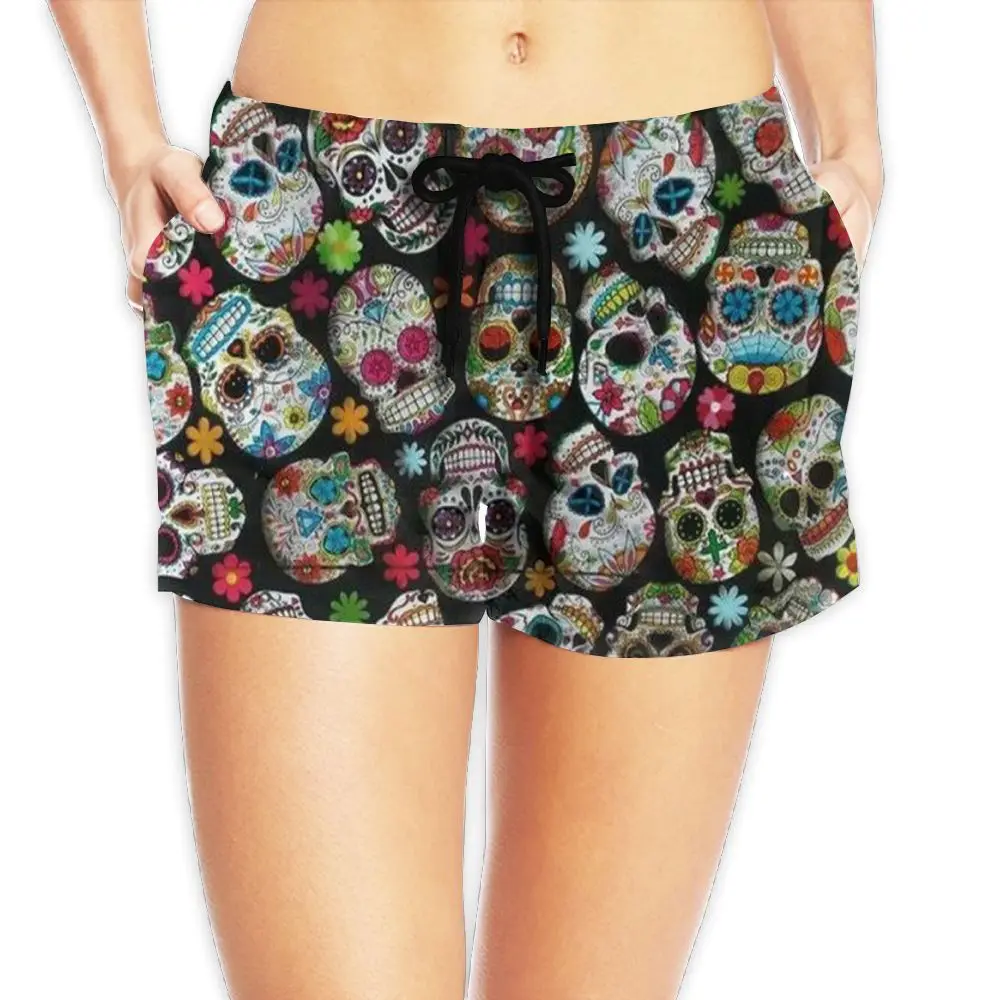 SAMCUSTOM New Women's Quick-drying Beach seaside Casual Shorts pink sugar skull 3D printing Custom Summer Girl Home | Женская одежда