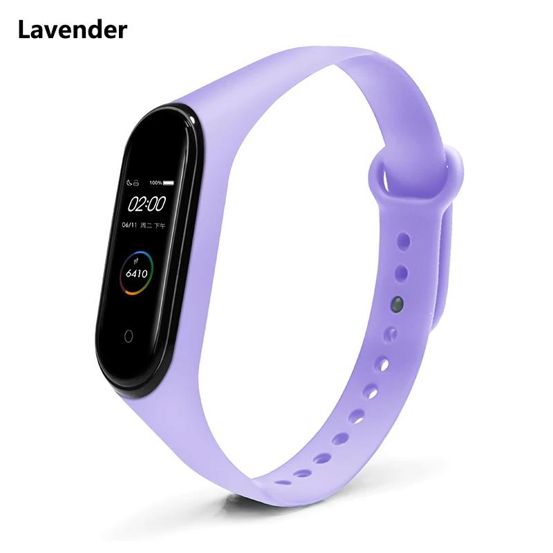 Lavender BOORUI mi band 4 ремешка модный новейший mi band 3 ремешок силиконовый водонепроницаемый ремешок Замена для xiaomi mi band 3 4 band - Цвет: Lavender
