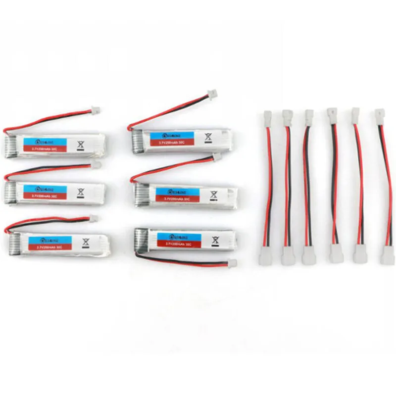 Новое поступление 6 шт. аккумулятор Eachine 3 7 В 200 мАч 30C Lipo с зарядным устройством для