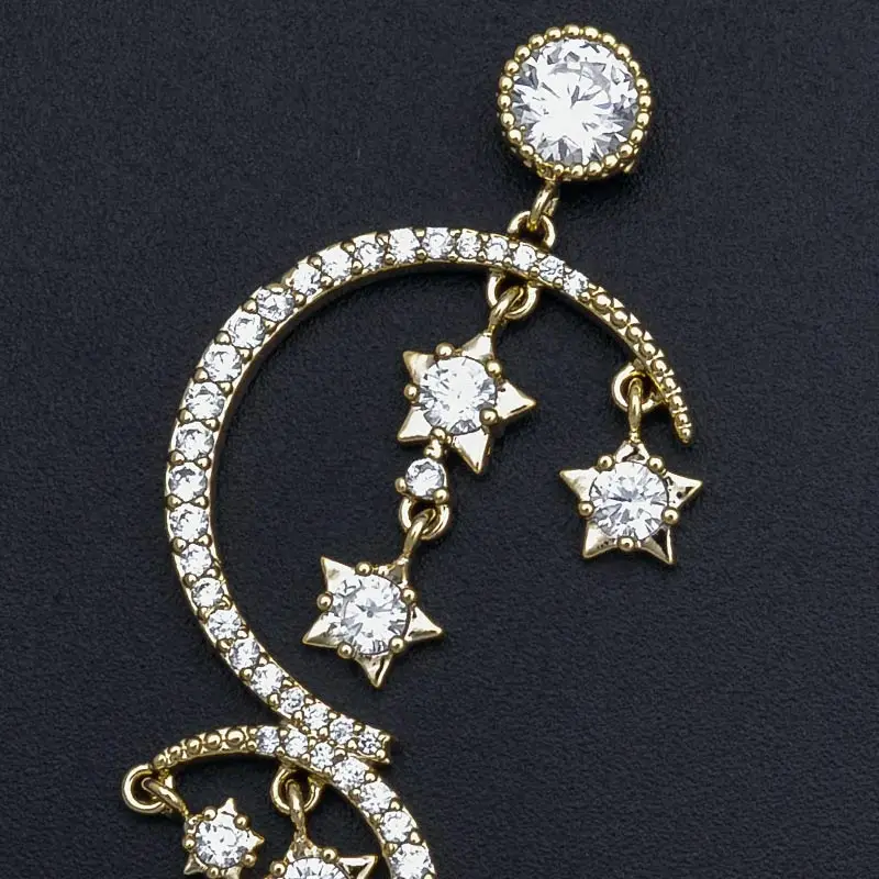 Newness AAA Cubic Zirconia Luxury Stars Moon Bridal Dress Wedding Everyday Earring Fashion Jewelry For Women | Украшения и