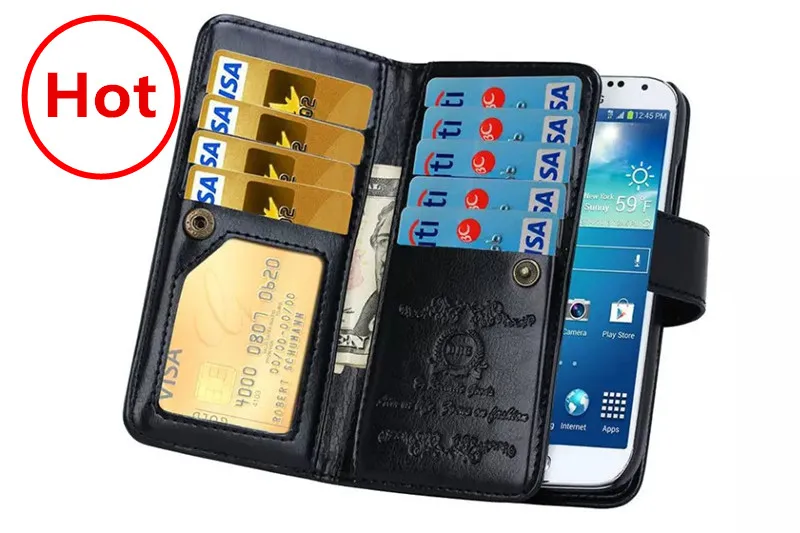 black Чехол LAN для samsung Galaxy S7, чехол с откидной крышкой, съемная магнитная карта из искусственной кожи, чехол-кошелек для samsung Galaxy S7 Edge S6 S6 Edge S5 - Цвет: black