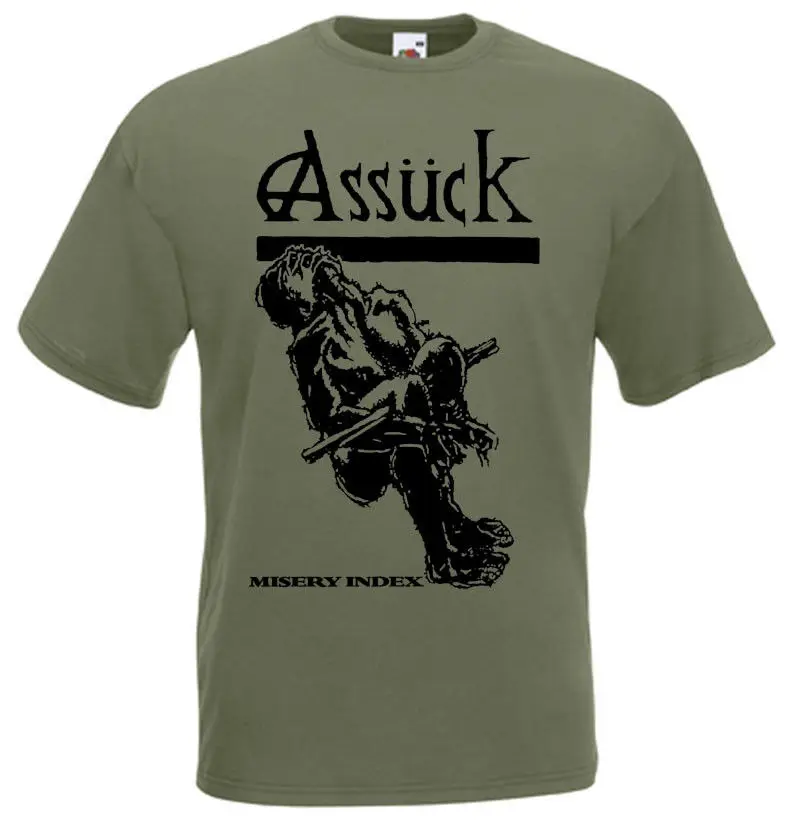 Assuck v13 Misery Index футболка Классический оливковый Металл grindcore все размеры S 5XL2019