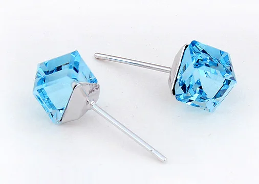 Оригинальные кристаллы от SWAROVSKI пирсинг серьги для кубики женщин Серебряный цвет серьги-гвоздики ювелирные изделия Рождественский подарок