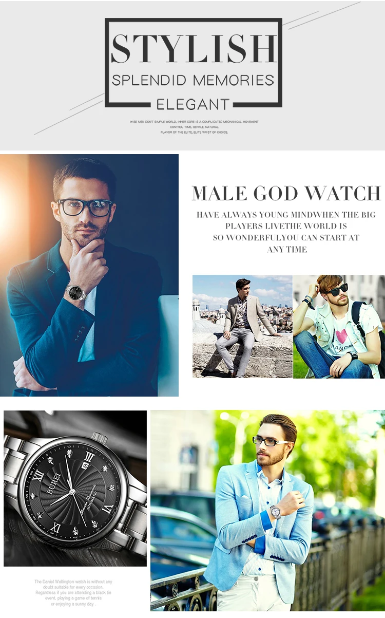 Montre Homme BUREI часы люксовый бренд мужские водонепроницаемые механические Автоматические наручные часы мужские часов Relogio Masculino