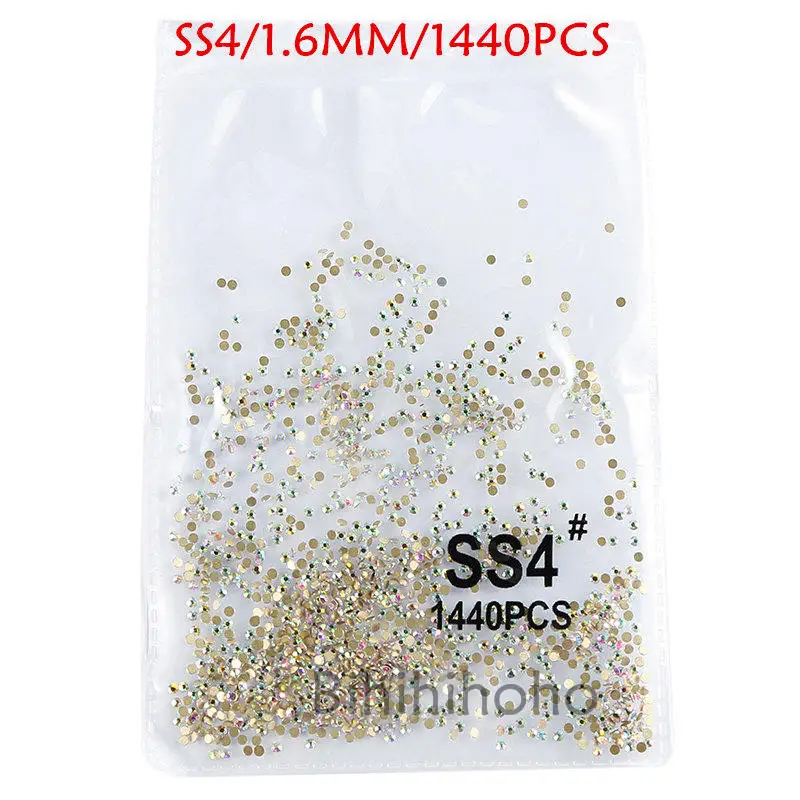 gold ab ss4 SS3-SS8 1440 шт. с плоской задней поверхностью для маникюра кристаллы, стразы для дизайна ногтей, 3d-украшения для ногтей DIY Стекло драгоценные камни AB прозрачные украшения - Цвет: gold ab ss4