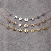 free shipping seven small flowers gold color silver color rose gold colour stainless steel necklace